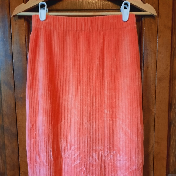 Free People Prairie Rose Velour Ribbed Side Slit Pencil Maxi Skirt Size XS - Picture 2 of 7